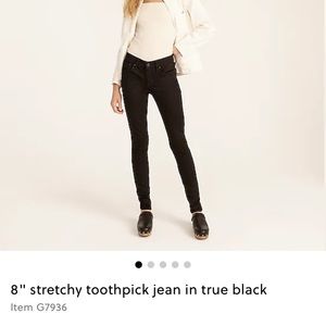 NWT JCrew stretchy 8inch toothpick jeans in black